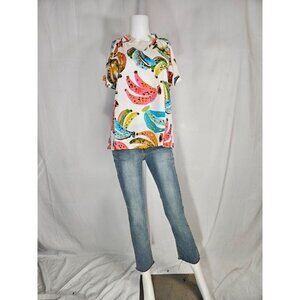 Entro Ivory Floral Short Sleeve Tunic Top